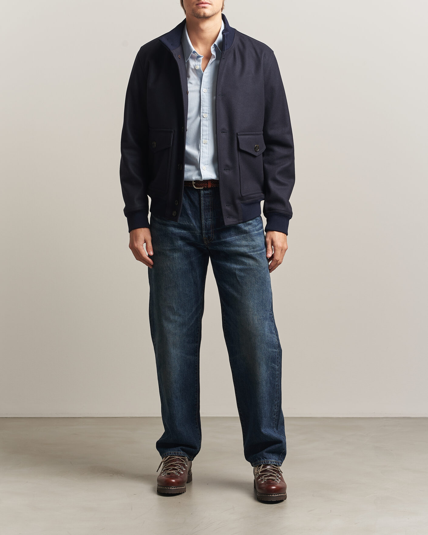 Hombres | Abrigos y chaquetas | Baracuta | Melton Wool Blouson Jacket Deep Blue