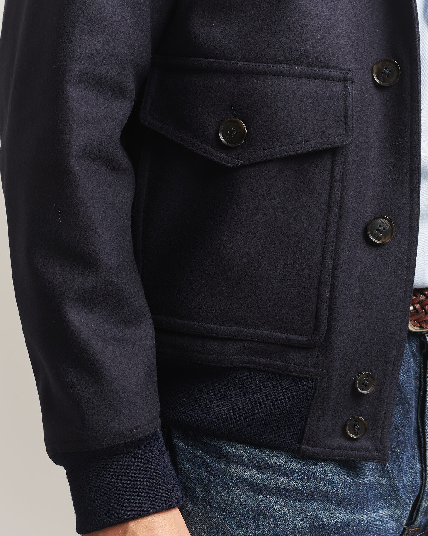 Hombres | Abrigos y chaquetas | Baracuta | Melton Wool Blouson Jacket Deep Blue