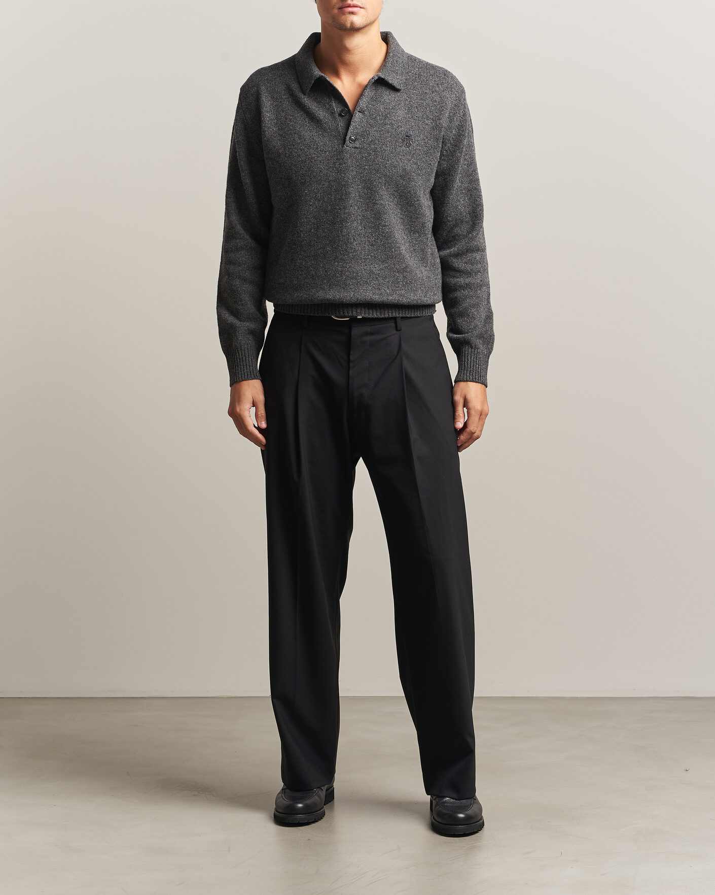 Hombres | Jerséis y prendas de punto | Baracuta | Shetland Polo Mid Grey