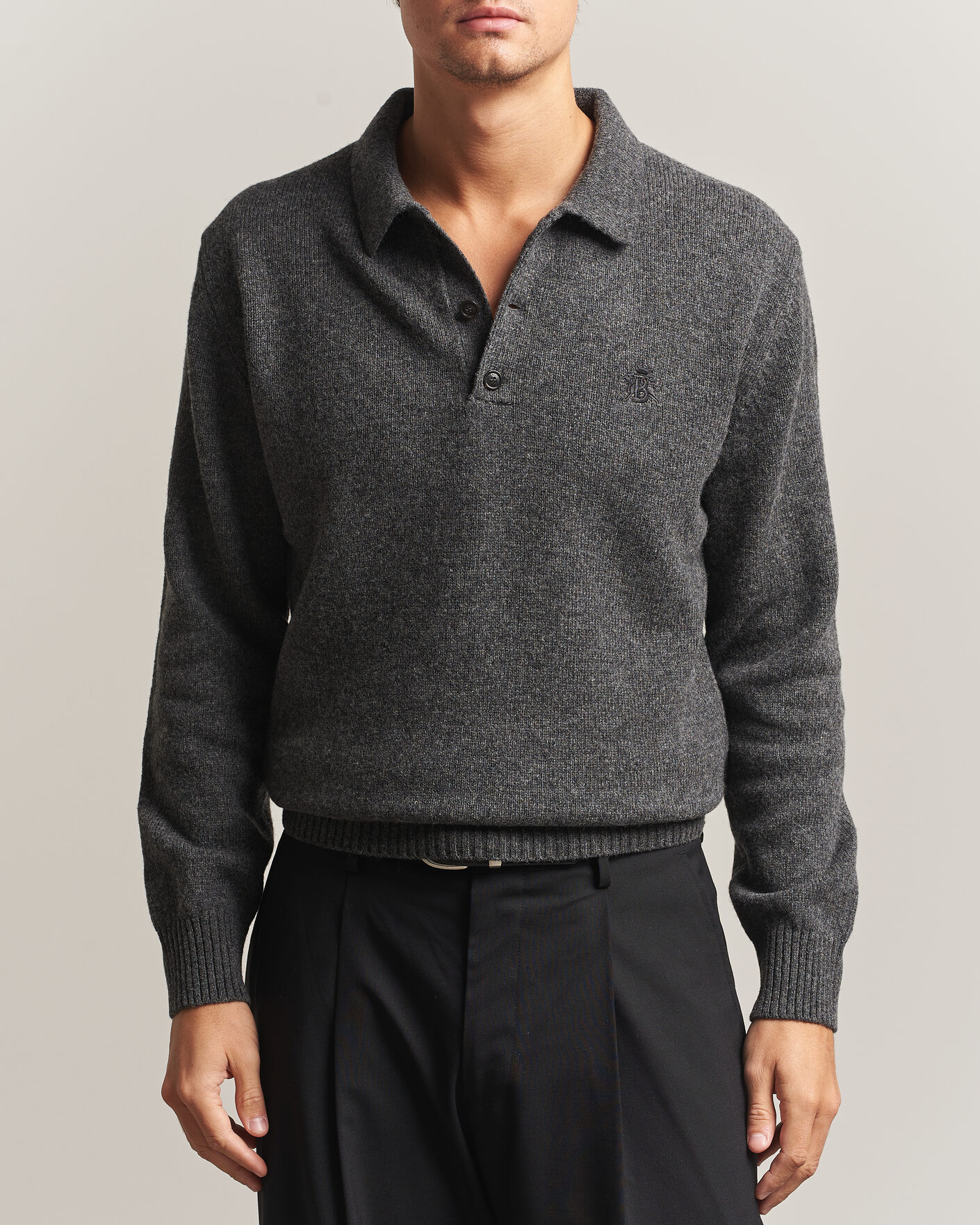 Hombres | Jerséis y prendas de punto | Baracuta | Shetland Polo Mid Grey