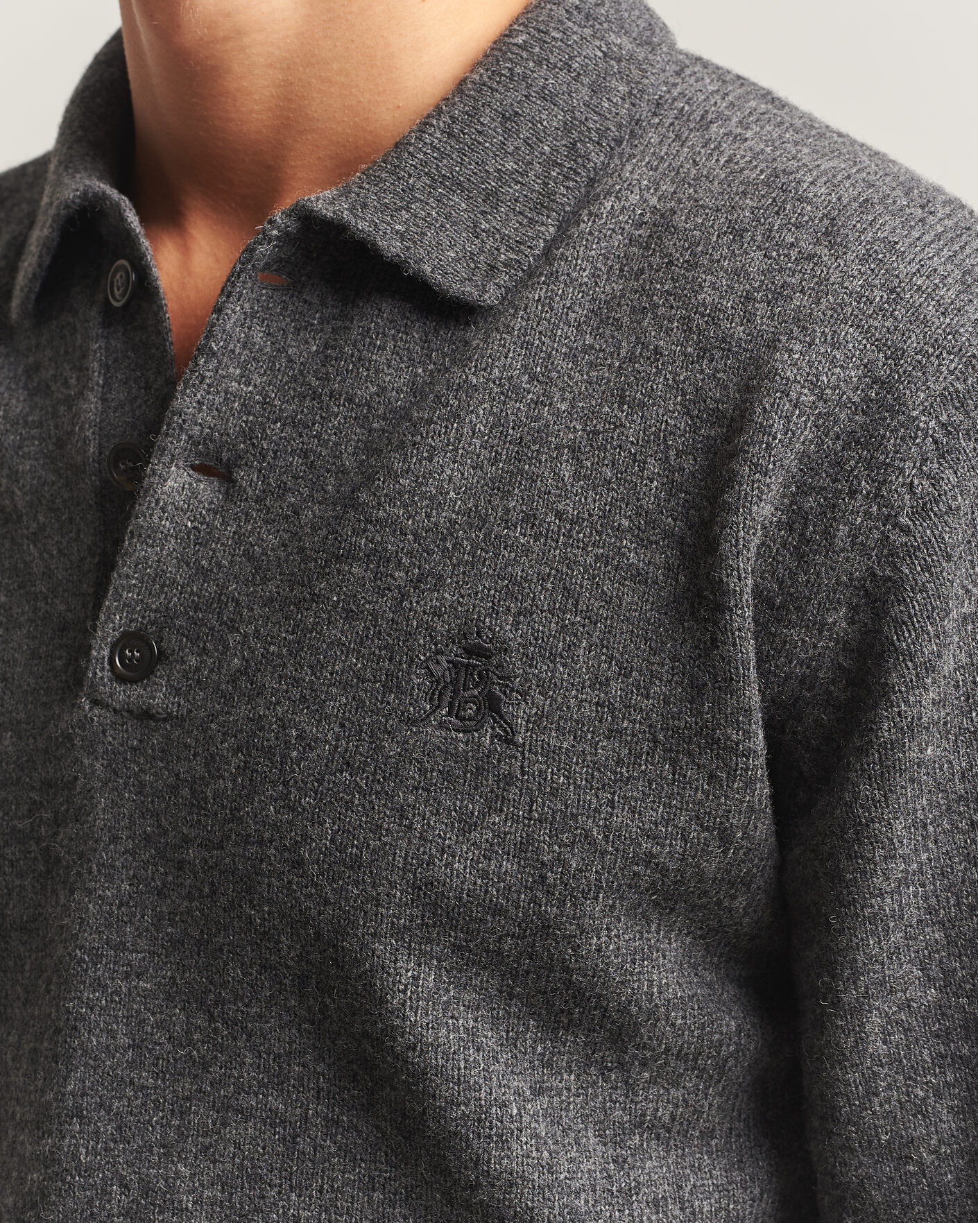 Hombres | Jerséis y prendas de punto | Baracuta | Shetland Polo Mid Grey