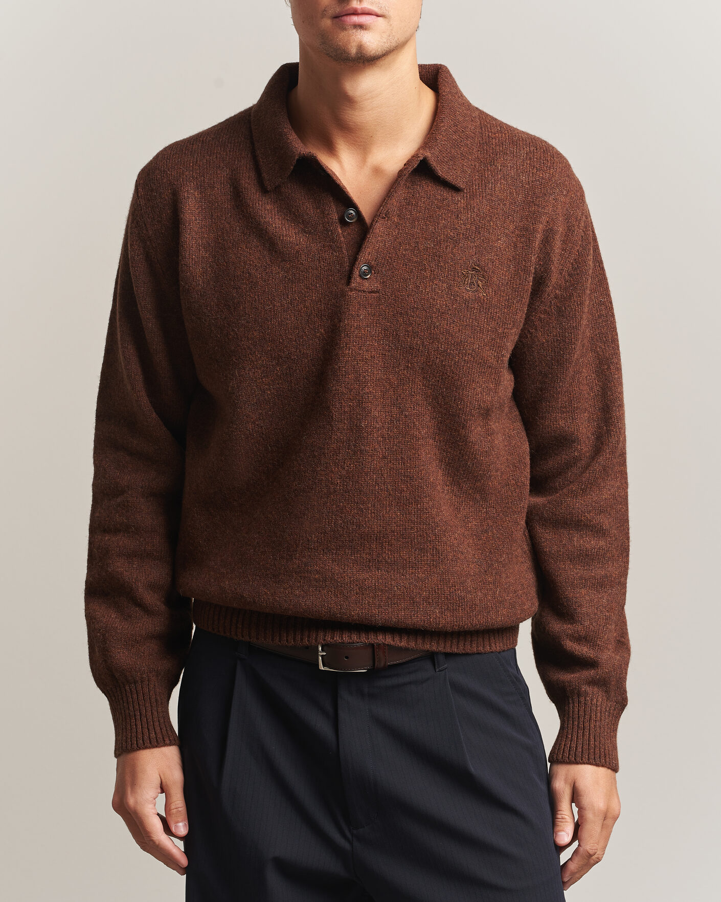 Hombres | Jerséis y prendas de punto | Baracuta | Shetland Polo Slate Black