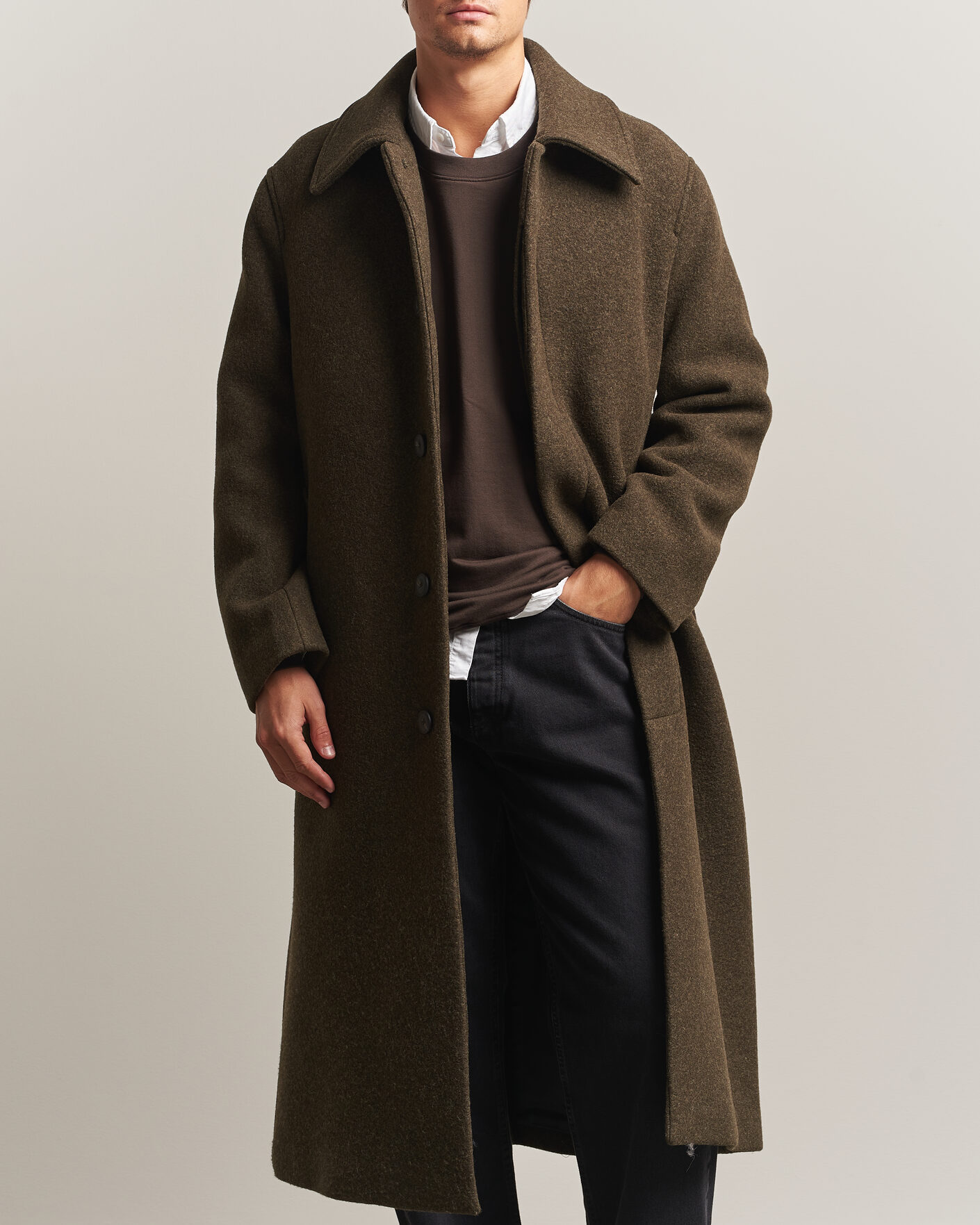 Hombres | Abrigos y chaquetas | Sunflower | Wool Blend Winter Coat Green Moss