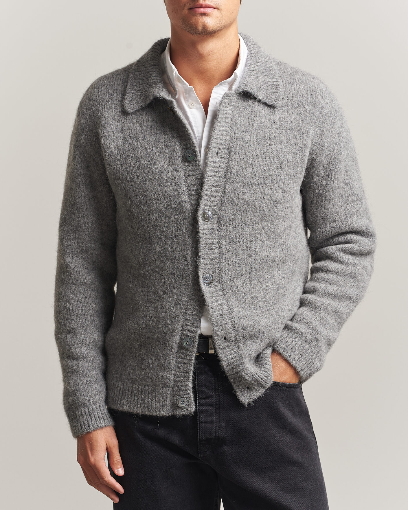 Hombres | Jerséis y prendas de punto | Sunflower | Alpacka Cardigan Grey Melange