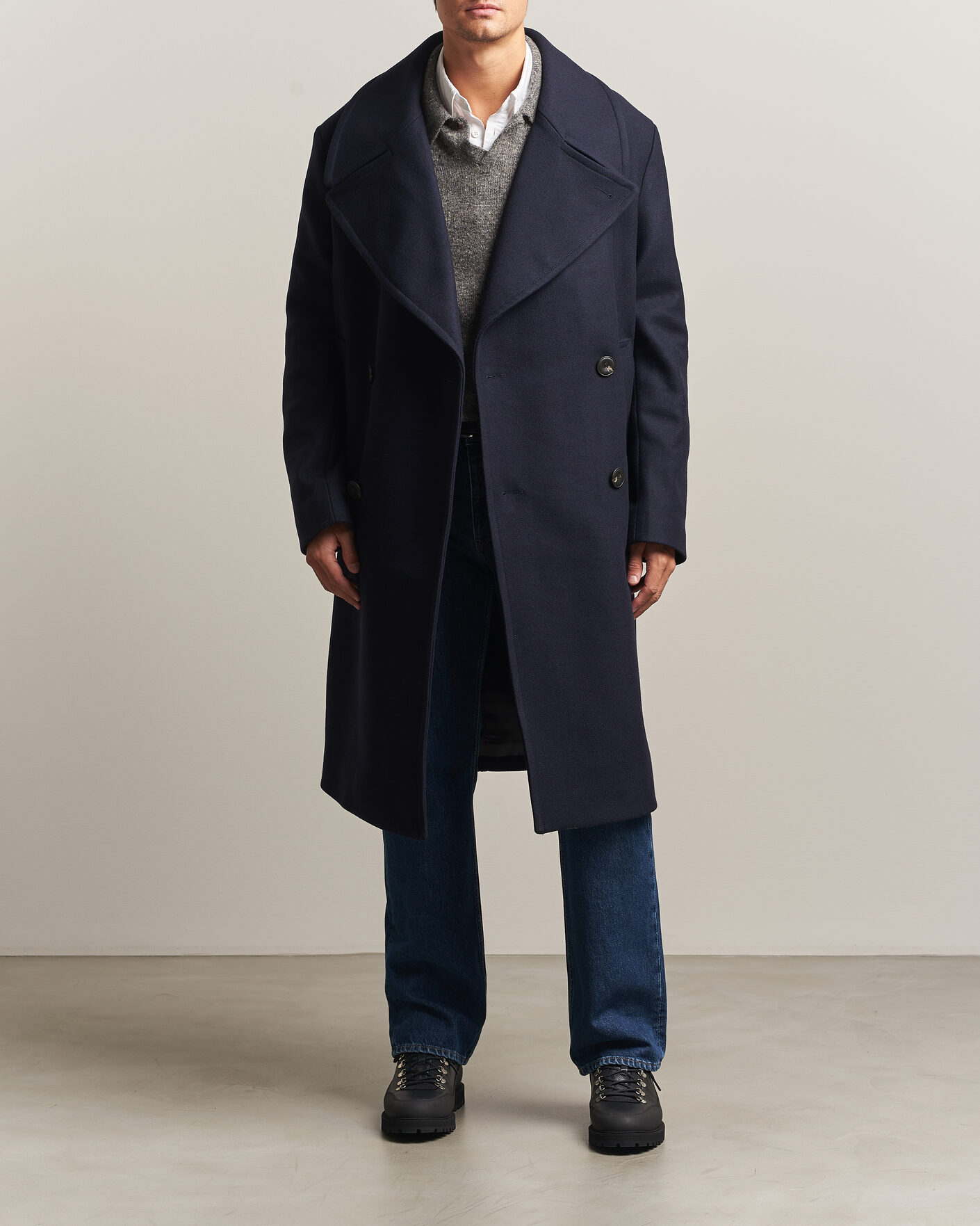 Hombres | Abrigos y chaquetas | Sunflower | Double Breasted Wool Blend Coat Navy