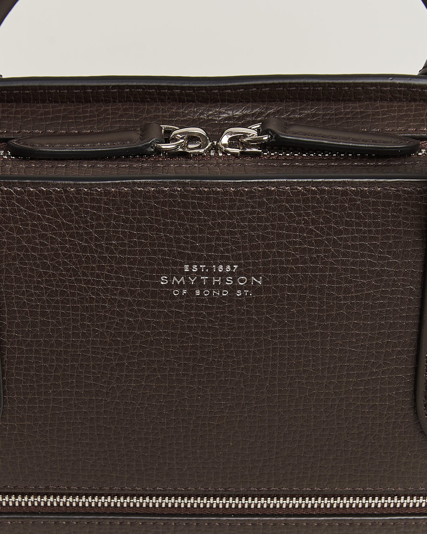 Hombres | Bolsos | Smythson | Ludlow Ultra Slim Briefcase With Zip Front Dark Brown