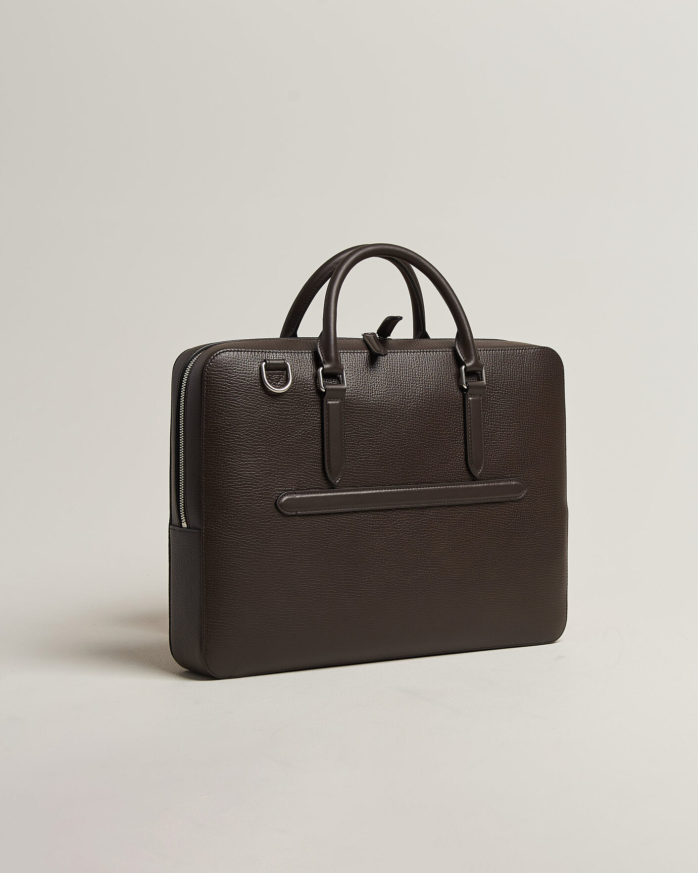 Hombres | Bolsos | Smythson | Ludlow Slim Briefcase With Zip Front Dark Brown