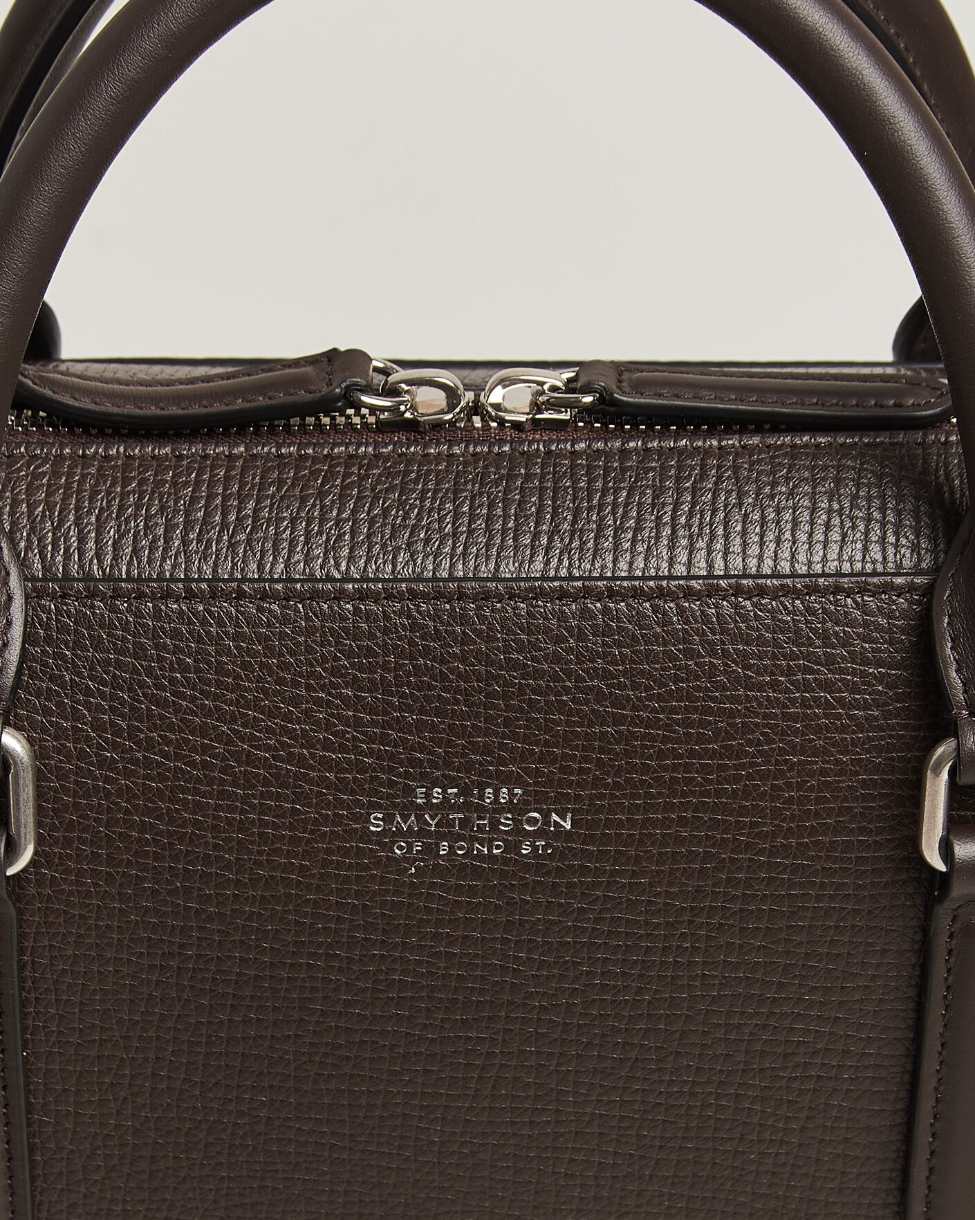 Hombres | Bolsos | Smythson | Ludlow Slim Briefcase With Zip Front Dark Brown