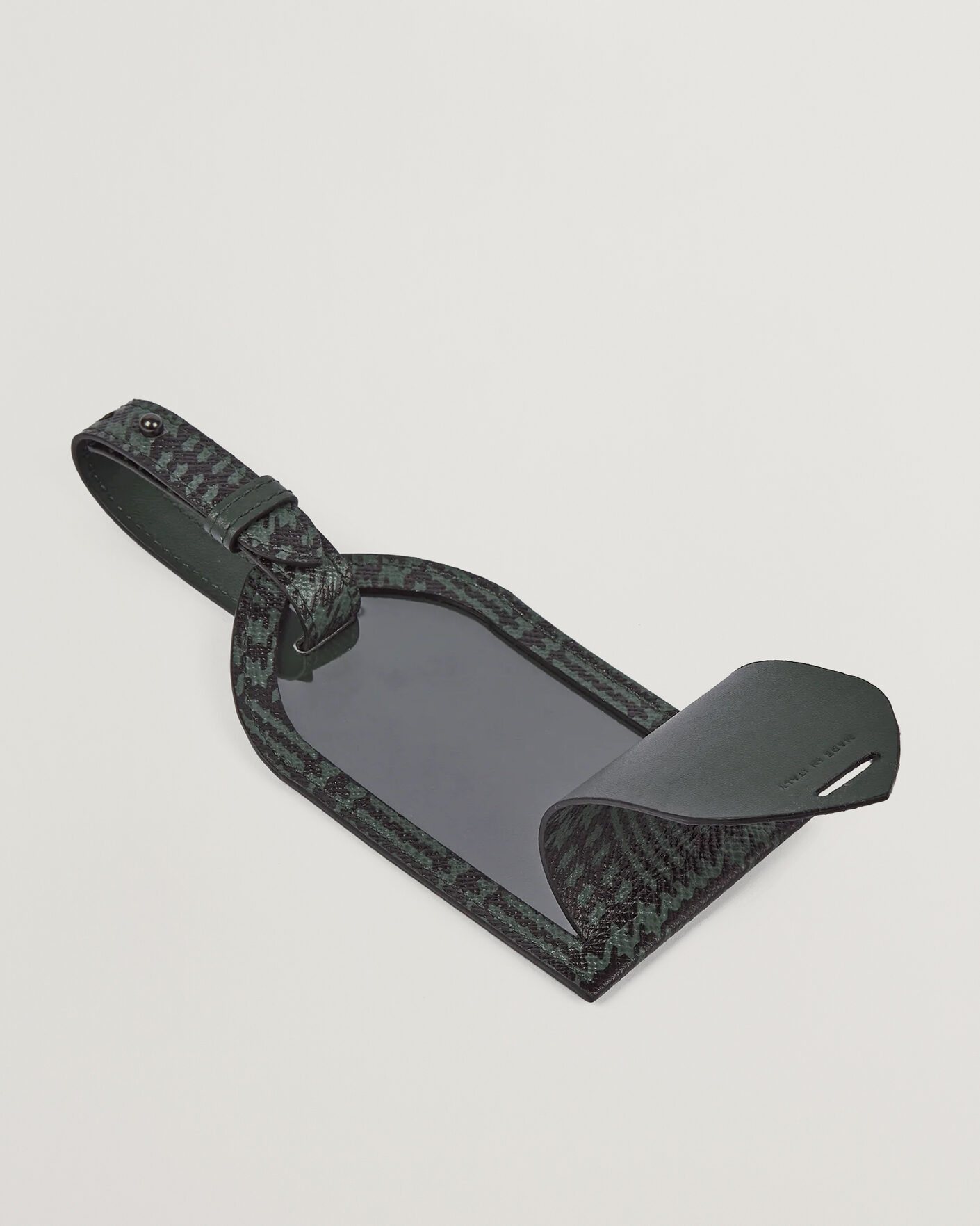 Hombres | Hogar | Smythson | Panama Tweed Luggage Tag Slate Green