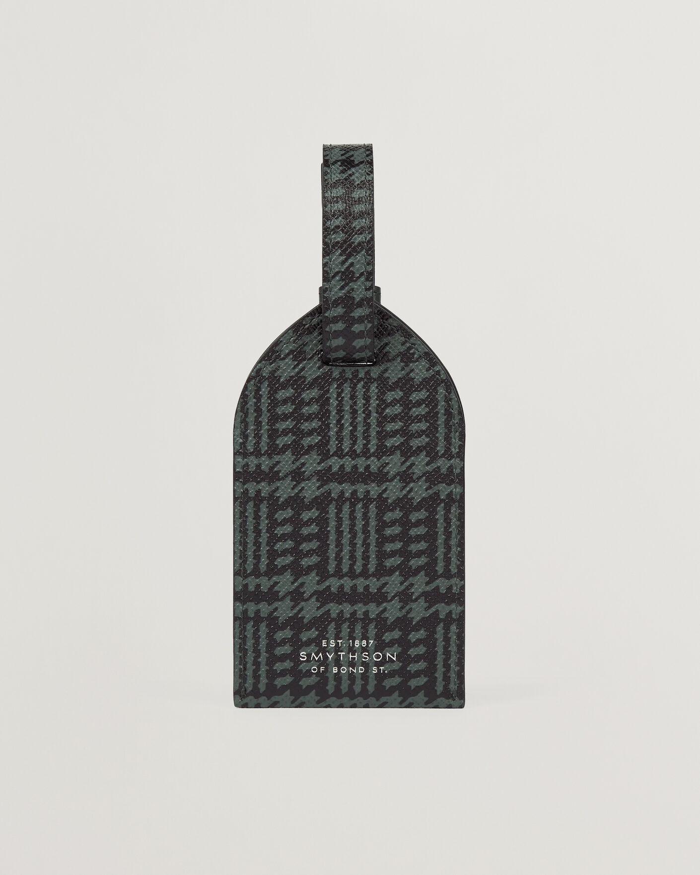 Hombres | Hogar | Smythson | Panama Tweed Luggage Tag Slate Green