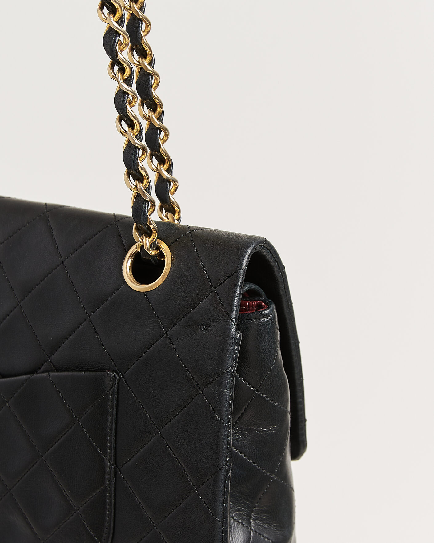 Hombres | Chanel Pre-Owned Classic Medium Double Flap Bag Lambskin Black | Chanel Pre-Owned | Classic Medium Double Flap Bag Lambskin Black