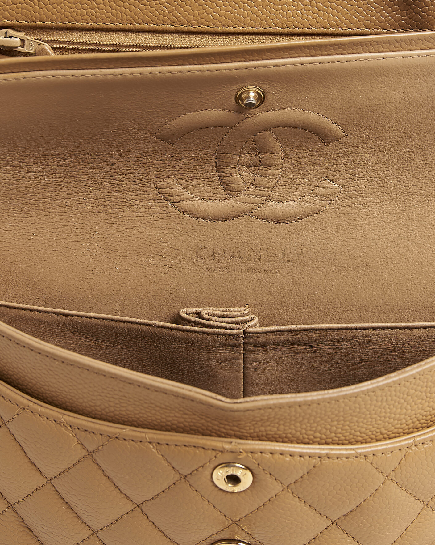 Hombres | Pre-Owned & Vintage Bags | Chanel Pre-Owned | Classic Small Double Flap Bag Caviar Leather Beige