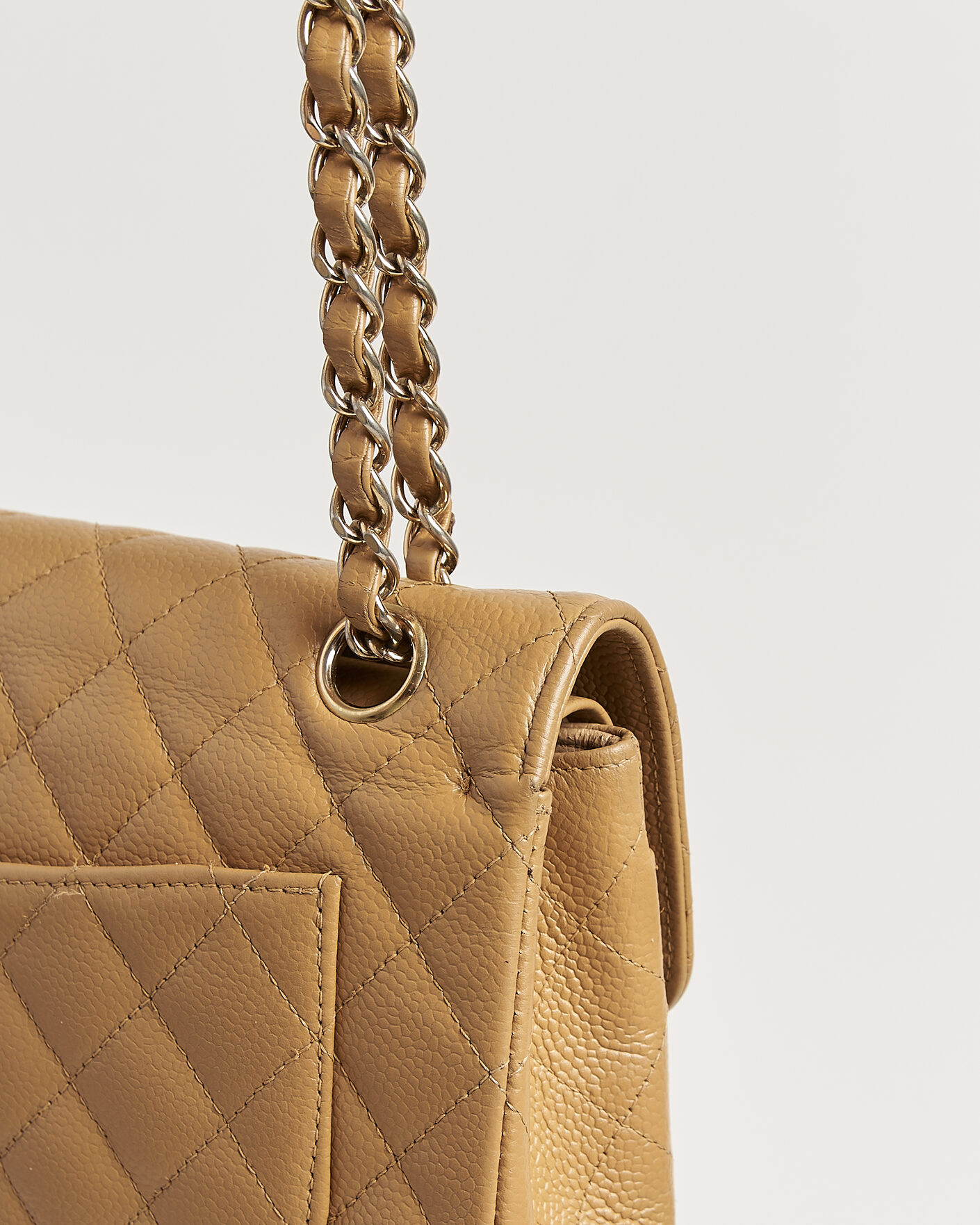 Hombres | Pre-Owned & Vintage Bags | Chanel Pre-Owned | Classic Small Double Flap Bag Caviar Leather Beige