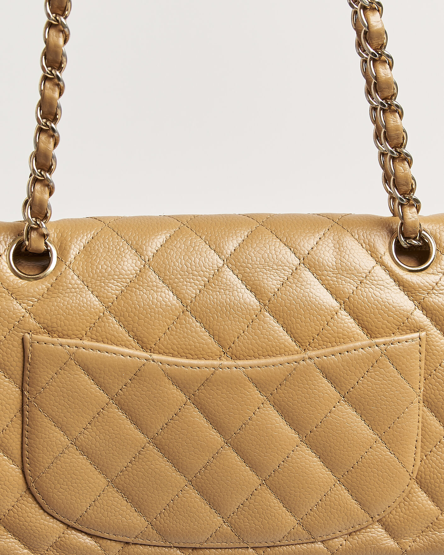 Hombres | Pre-Owned & Vintage Bags | Chanel Pre-Owned | Classic Small Double Flap Bag Caviar Leather Beige