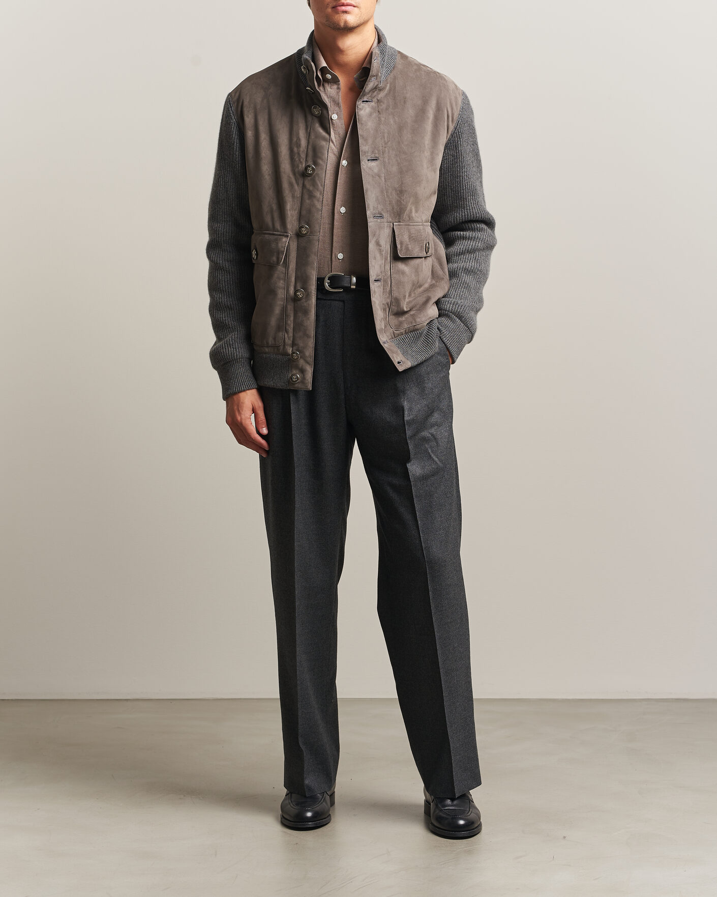 Hombres | Abrigos y chaquetas | Brunello Cucinelli | Cashmere/Suede Down Jacket Grey Melange
