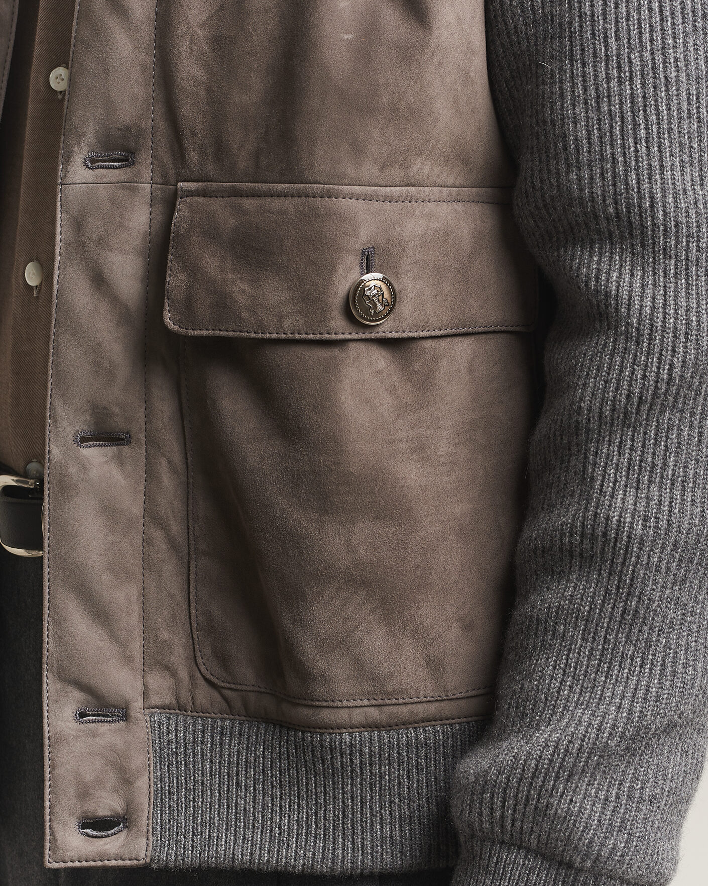 Hombres | Abrigos y chaquetas | Brunello Cucinelli | Cashmere/Suede Down Jacket Grey Melange