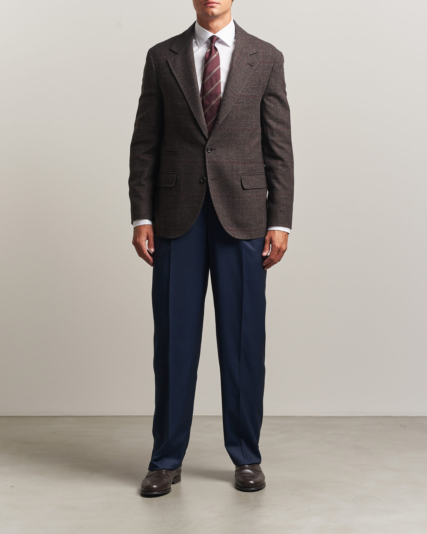 Hombres | Blazers | Brunello Cucinelli | Cashmere/Silk Prince Of Wales Blazer Dark Brown