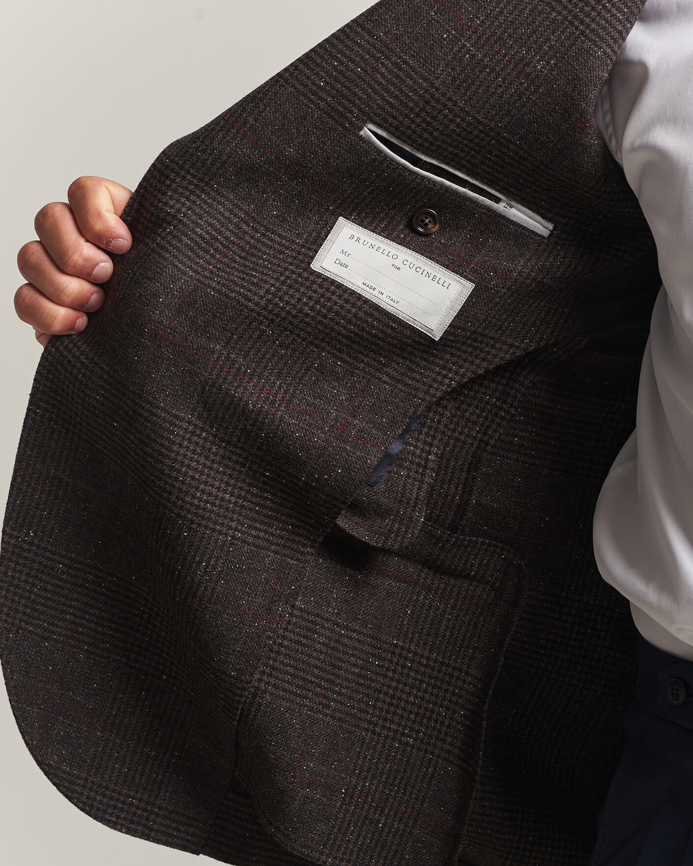 Hombres | Blazers | Brunello Cucinelli | Cashmere/Silk Prince Of Wales Blazer Dark Brown