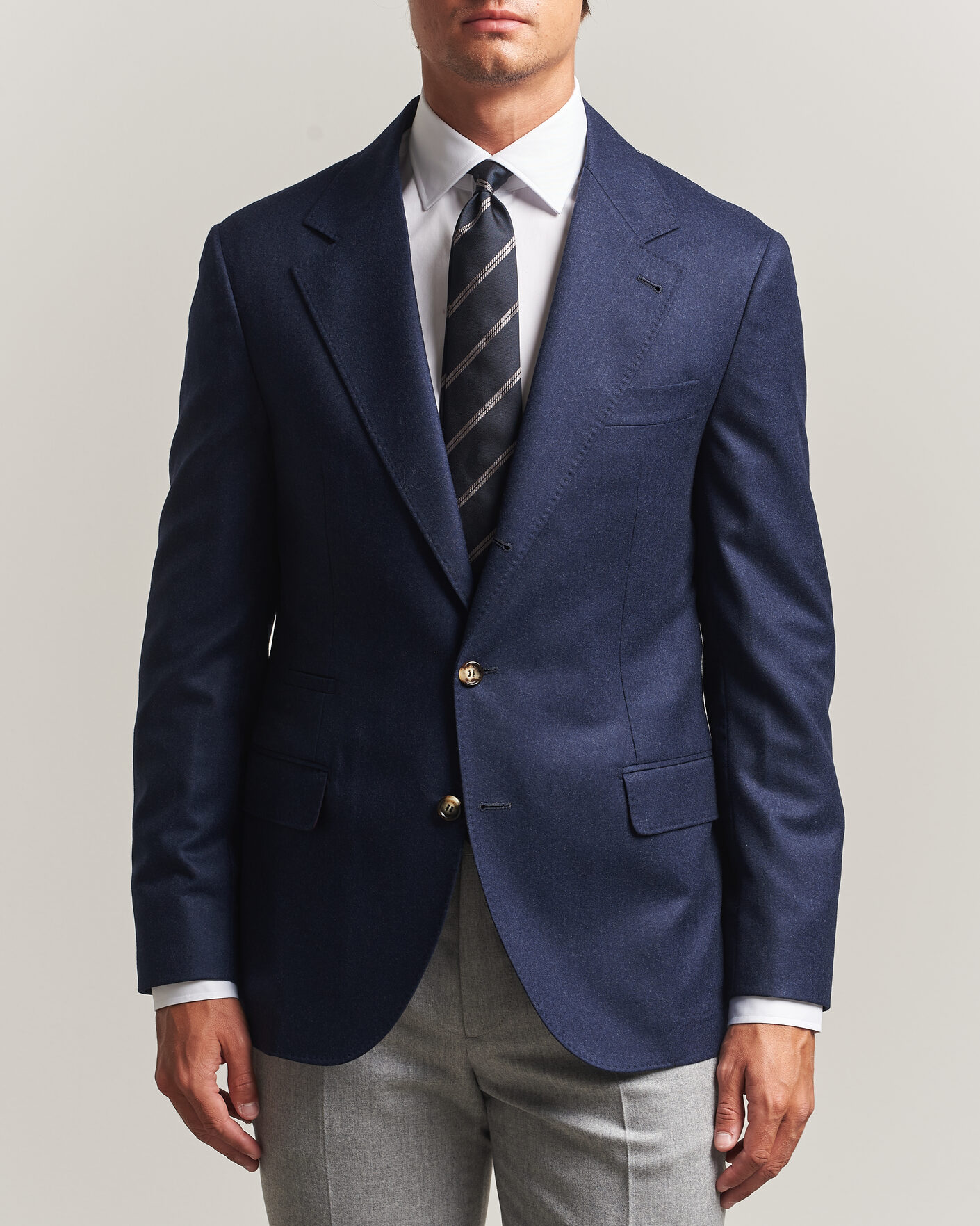 Hombres | Blazers | Brunello Cucinelli | Wool Flannel Blazzer Navy