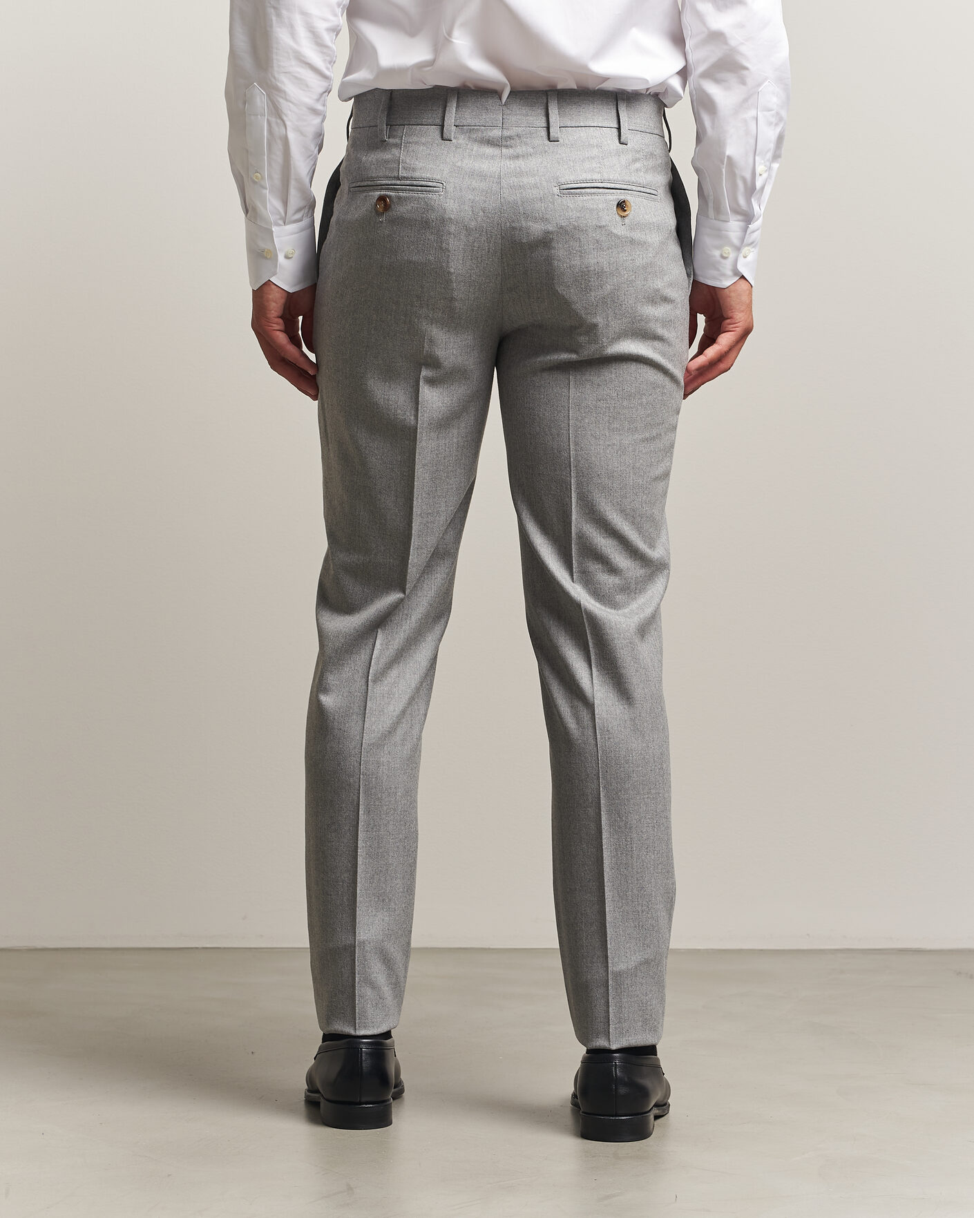 Hombres | Pantalones | Brunello Cucinelli | Slim Fit Flannel Trousers Light Grey
