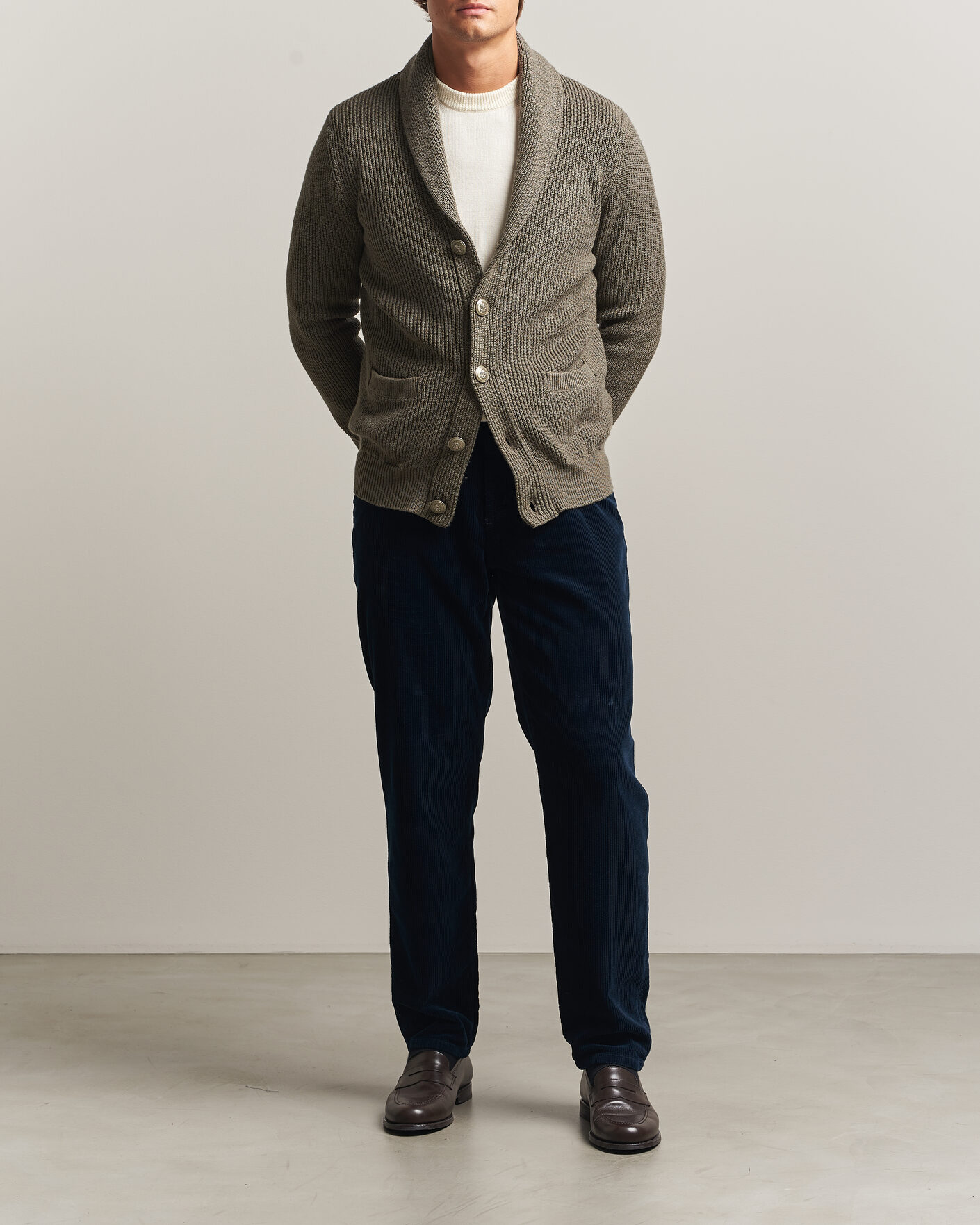 Hombres | Pantalones | Brunello Cucinelli | Leisure Fit Corduroy 5-Pocket Pants Navy
