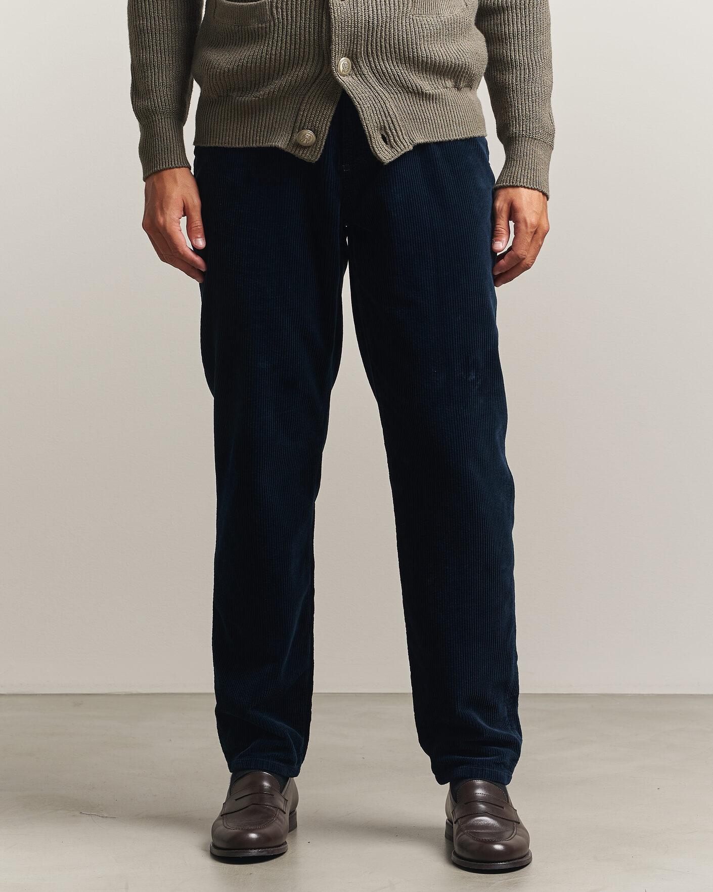 Hombres | Pantalones | Brunello Cucinelli | Leisure Fit Corduroy 5-Pocket Pants Navy