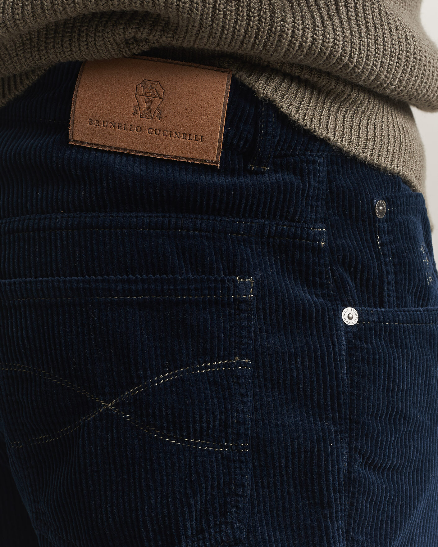 Hombres | Pantalones | Brunello Cucinelli | Leisure Fit Corduroy 5-Pocket Pants Navy