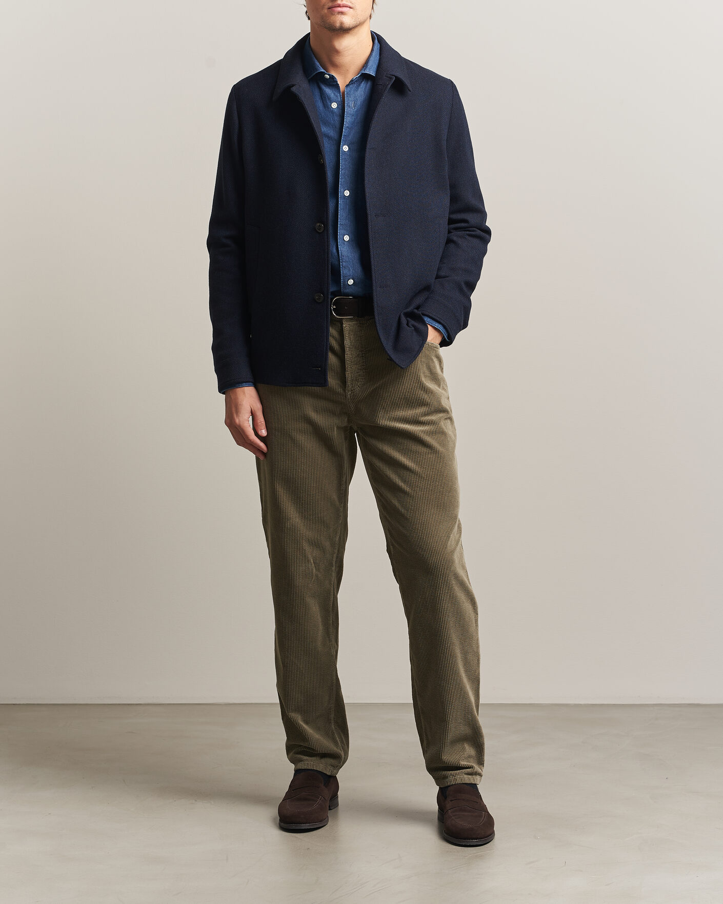 Hombres | Pantalones | Brunello Cucinelli | Leisure Fit Corduroy 5-Pocket Pants Olive