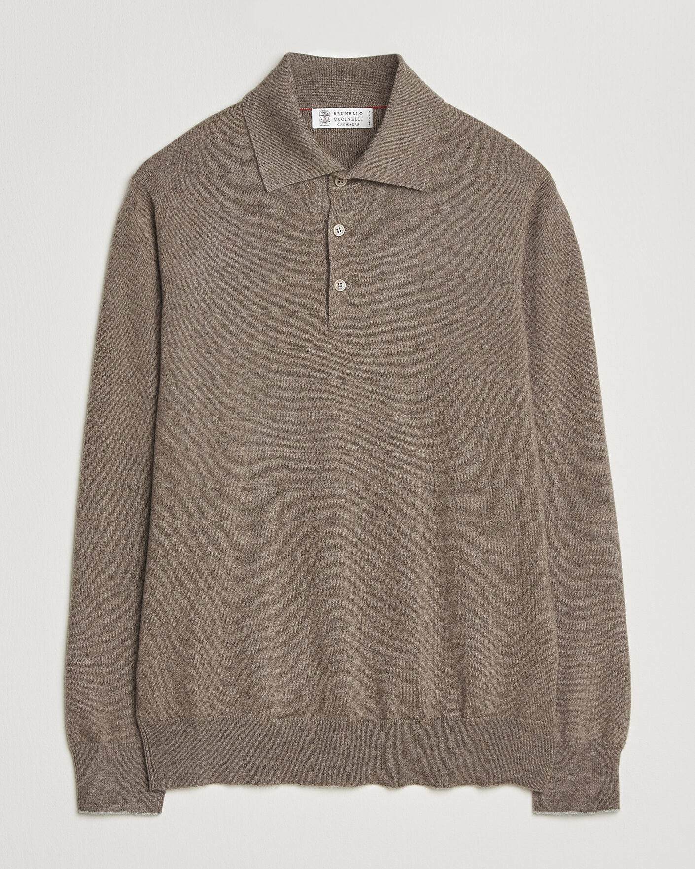 Hombres | Jerséis y prendas de punto | Brunello Cucinelli | 2 Ply Cashmere Long Sleeve Polo Brown