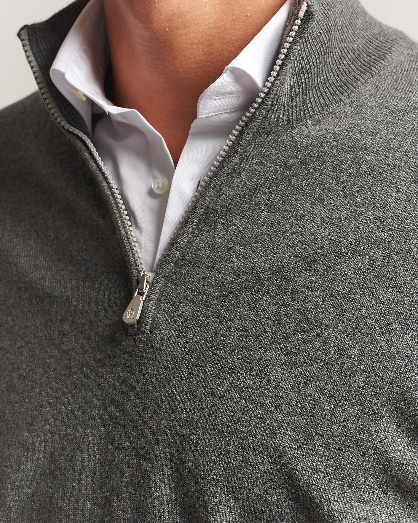 Hombres | Jerséis y prendas de punto | Brunello Cucinelli | 2 Ply Cashmere Half Zip Forest Green