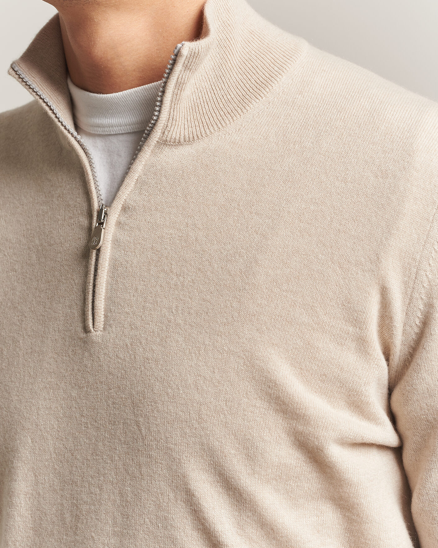 Hombres | Jerséis y prendas de punto | Brunello Cucinelli | 2 Ply Cashmere Half Zip Sand