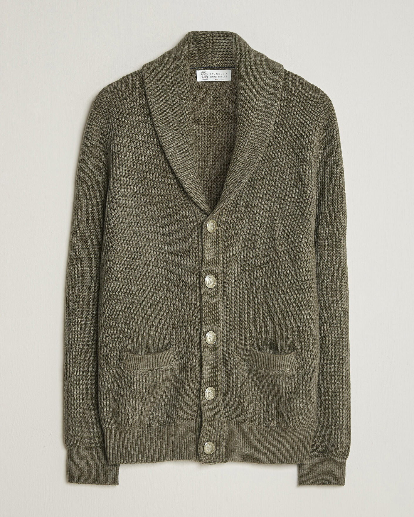 Hombres | Jerséis y prendas de punto | Brunello Cucinelli | Shawl Collar Cardigan Forest Green