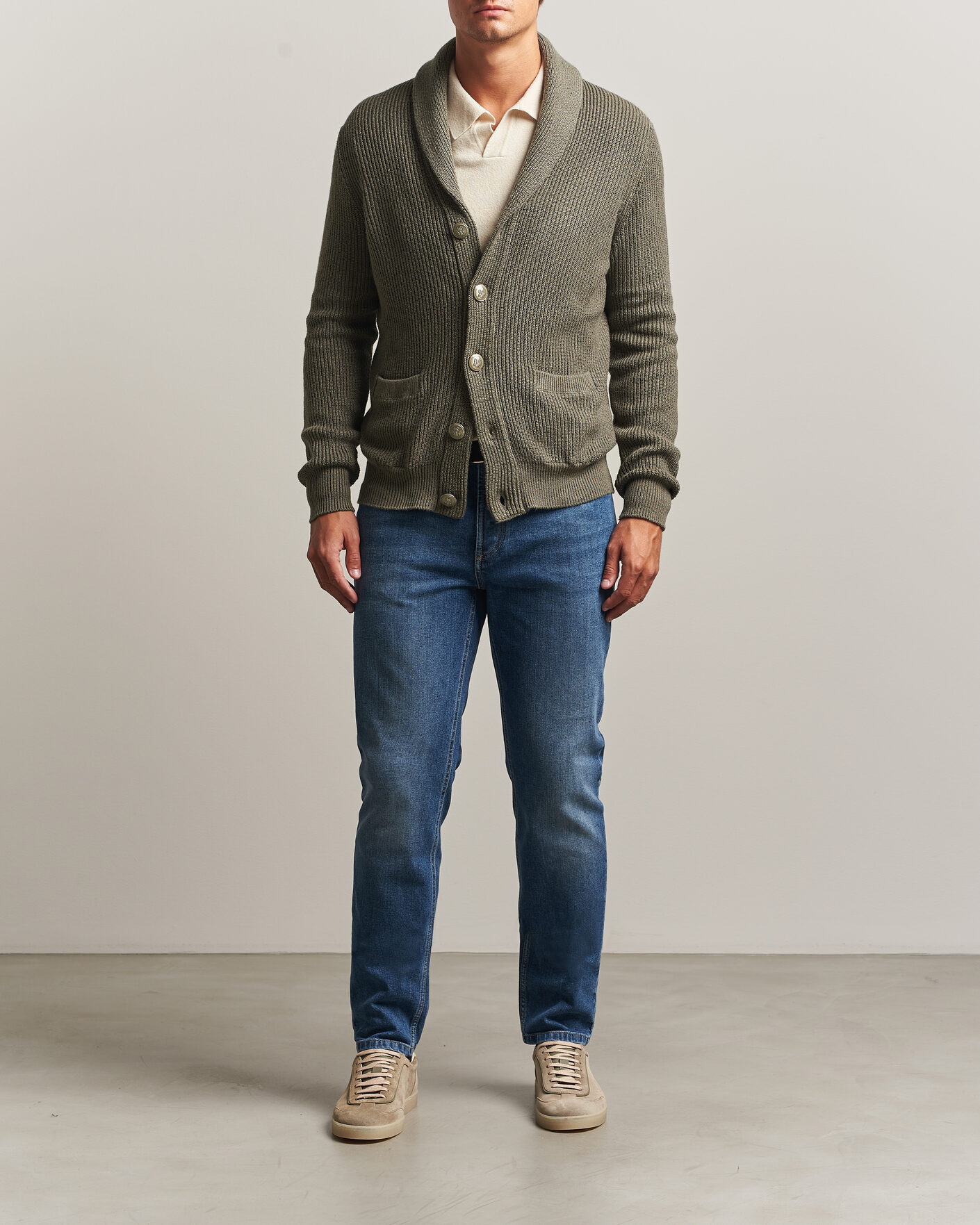 Hombres | Jerséis y prendas de punto | Brunello Cucinelli | Shawl Collar Cardigan Forest Green
