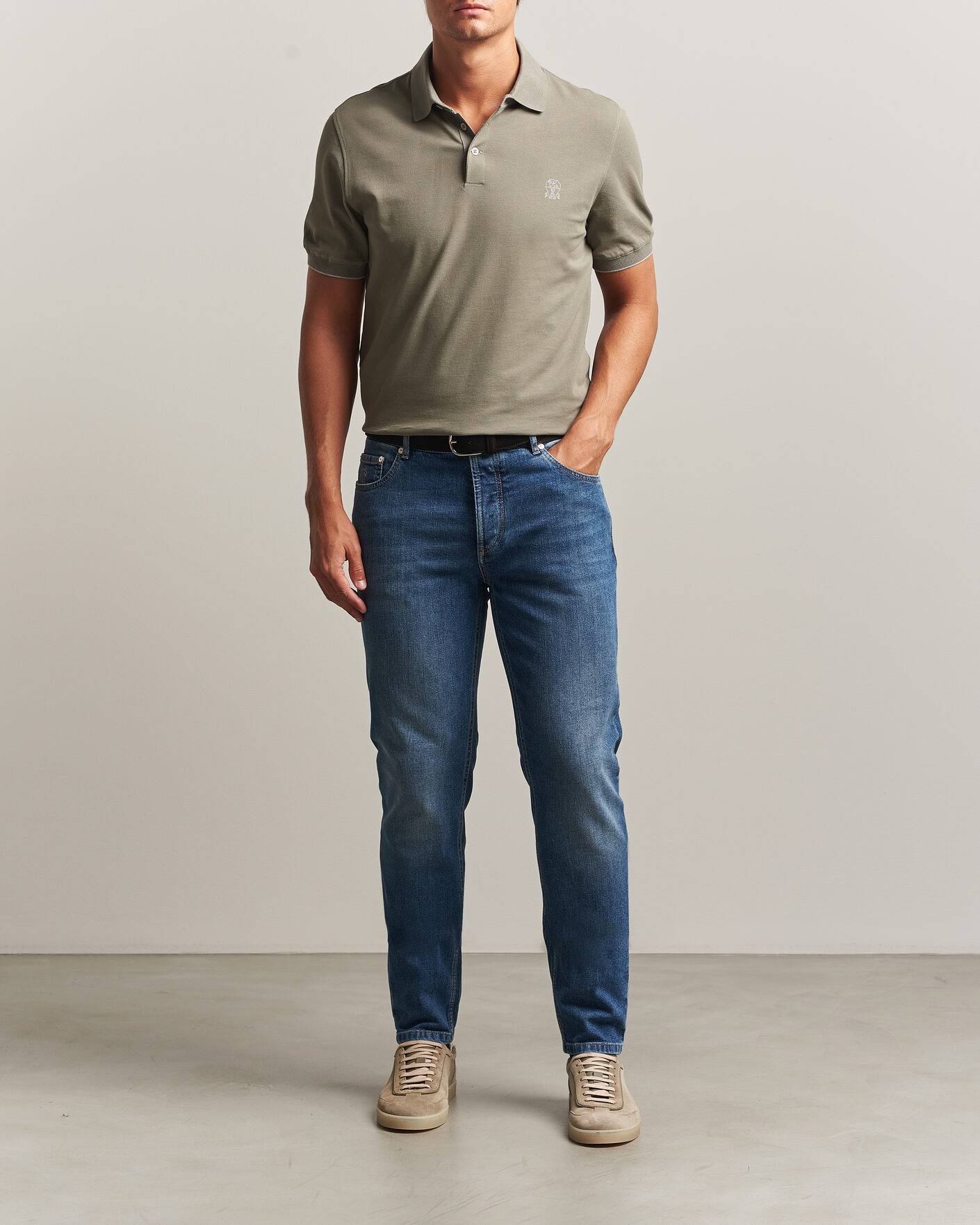 Hombres | Polos | Brunello Cucinelli | Short Sleeve Logo Polo Olive