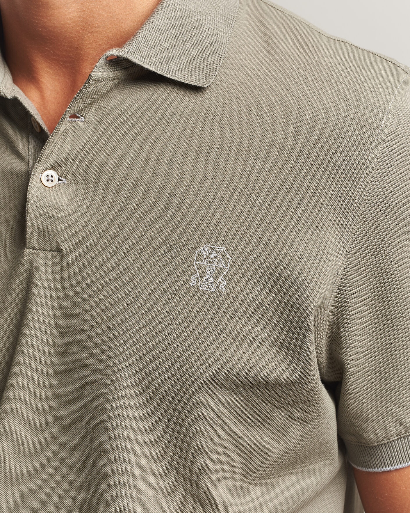 Hombres | Polos | Brunello Cucinelli | Short Sleeve Logo Polo Olive