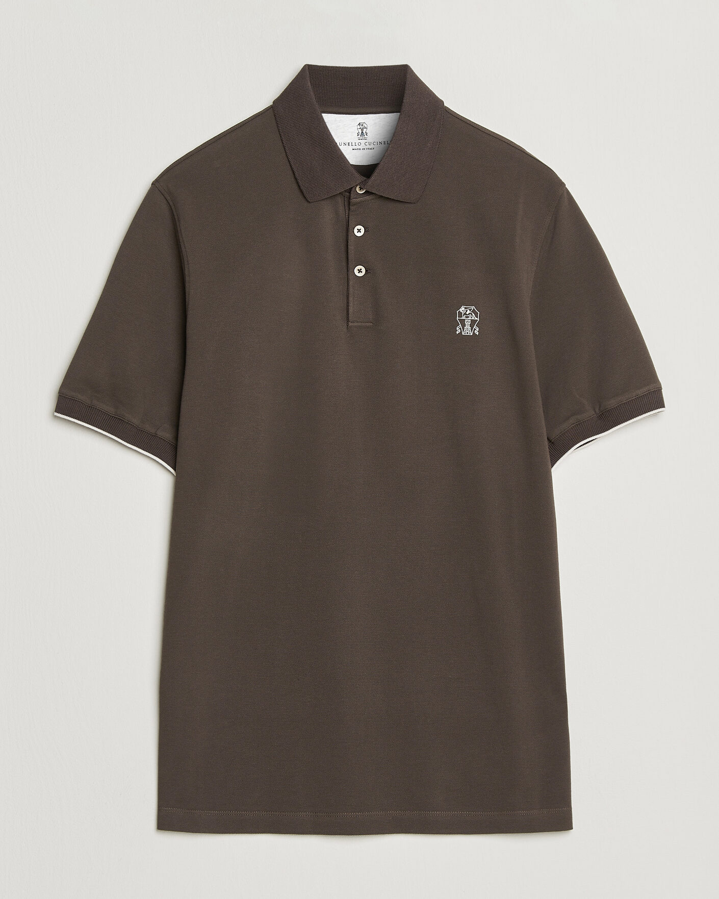 Hombres | Polos | Brunello Cucinelli | Short Sleeve Logo Polo Dark Brown