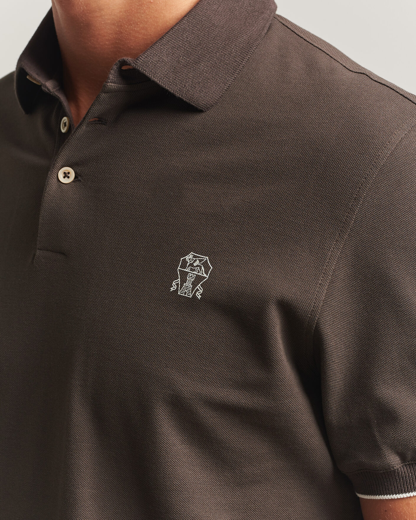Hombres | Polos | Brunello Cucinelli | Short Sleeve Logo Polo Dark Brown