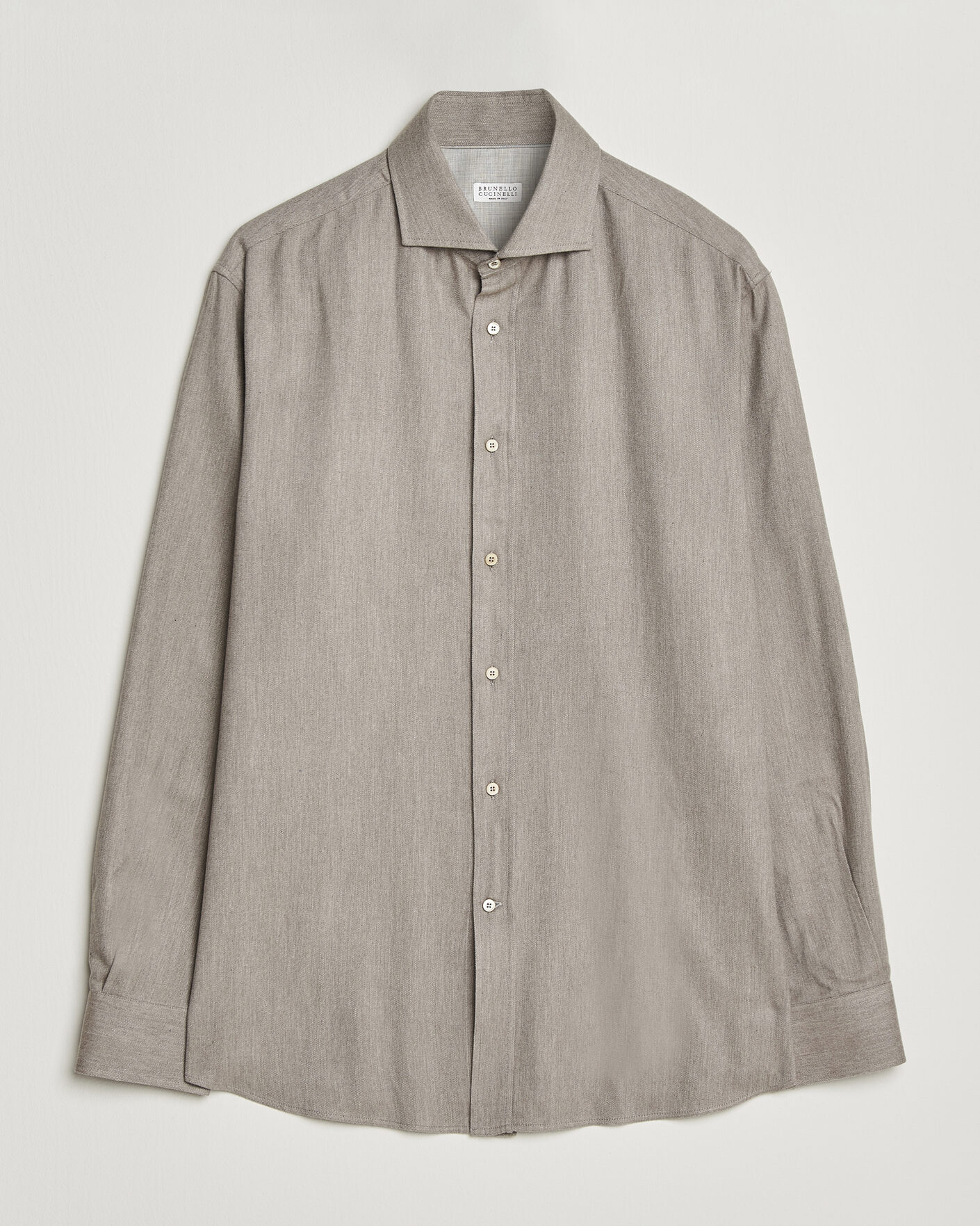 Hombres | Camisas | Brunello Cucinelli | Cotton Flannel Shirt Granite