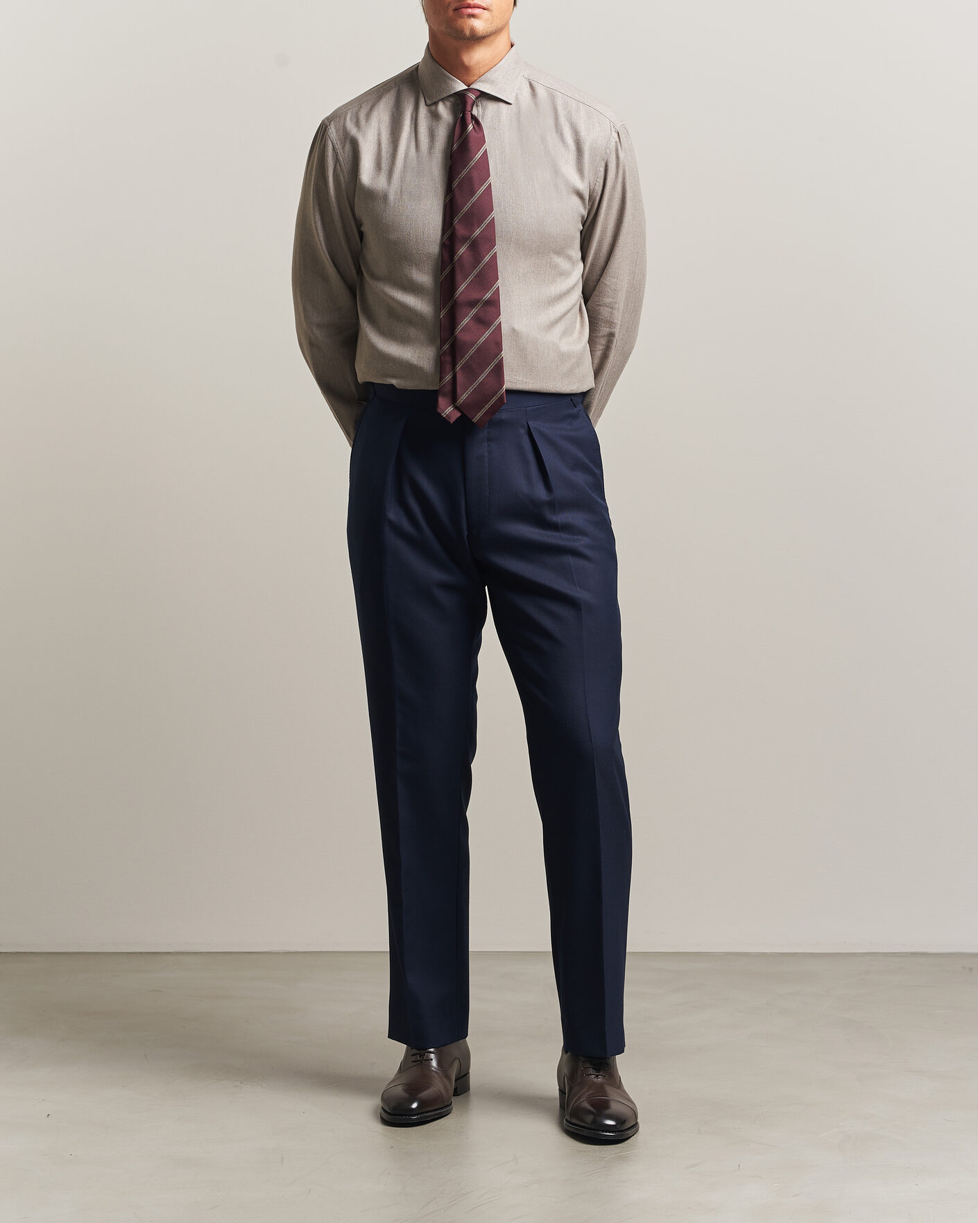 Hombres | Camisas | Brunello Cucinelli | Cotton Flannel Shirt Granite