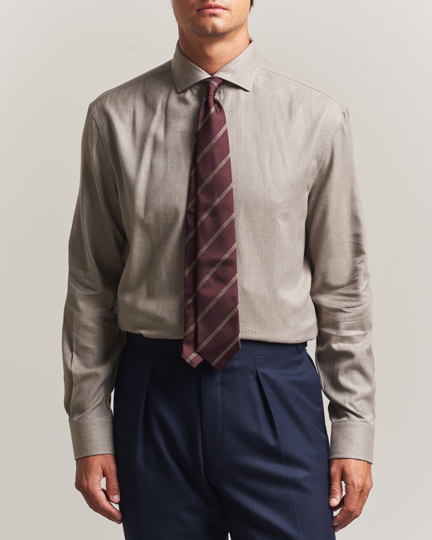 Hombres | Camisas | Brunello Cucinelli | Cotton Flannel Shirt Granite