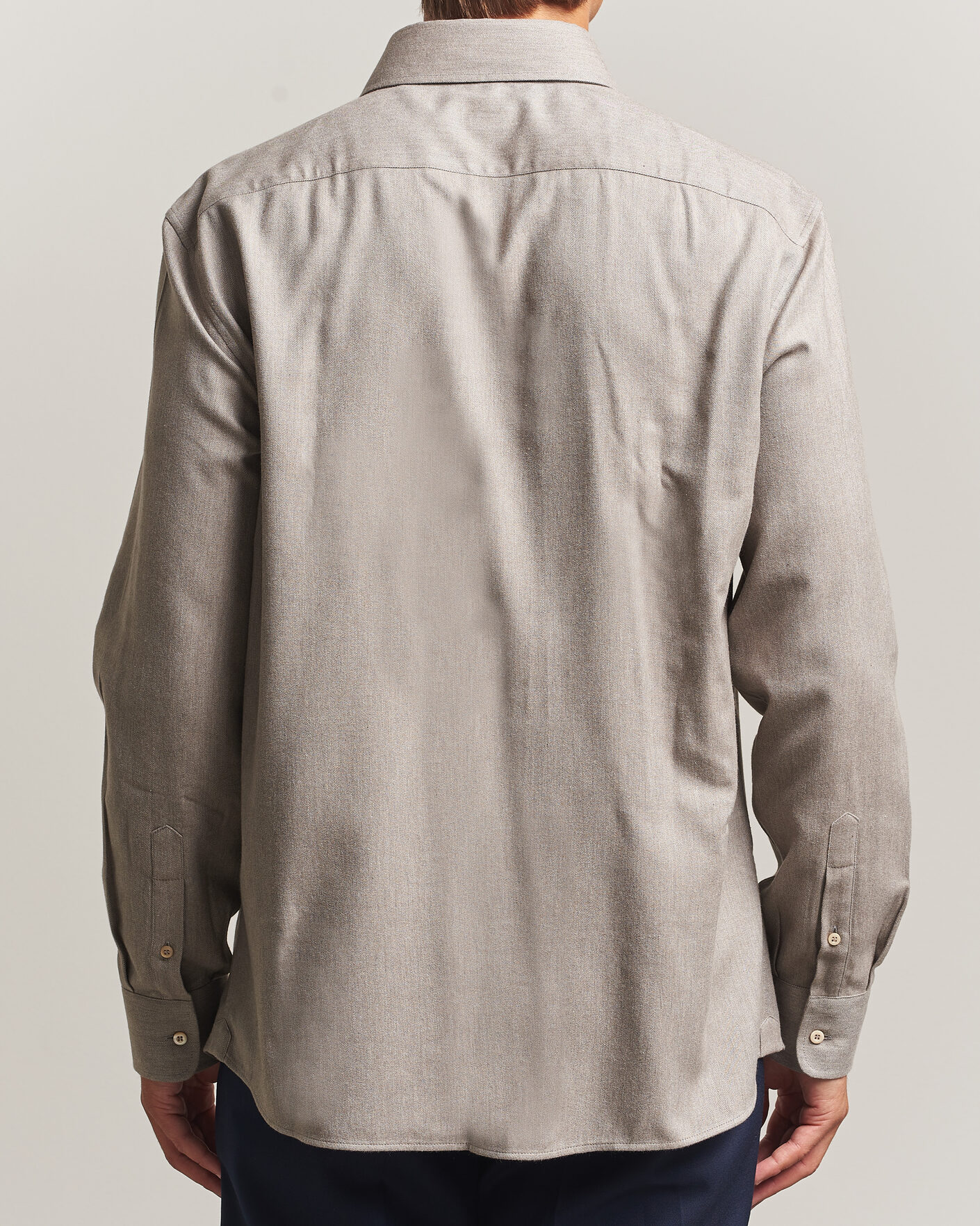 Hombres | Camisas | Brunello Cucinelli | Cotton Flannel Shirt Granite