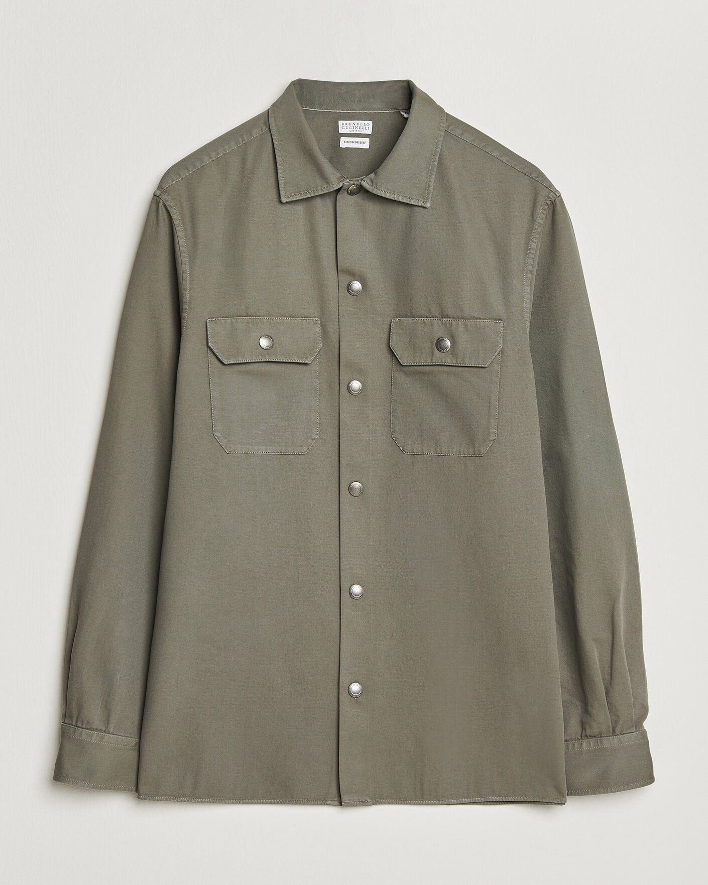 Hombres | Camisas | Brunello Cucinelli | Twill Cotton Overshirt Olive