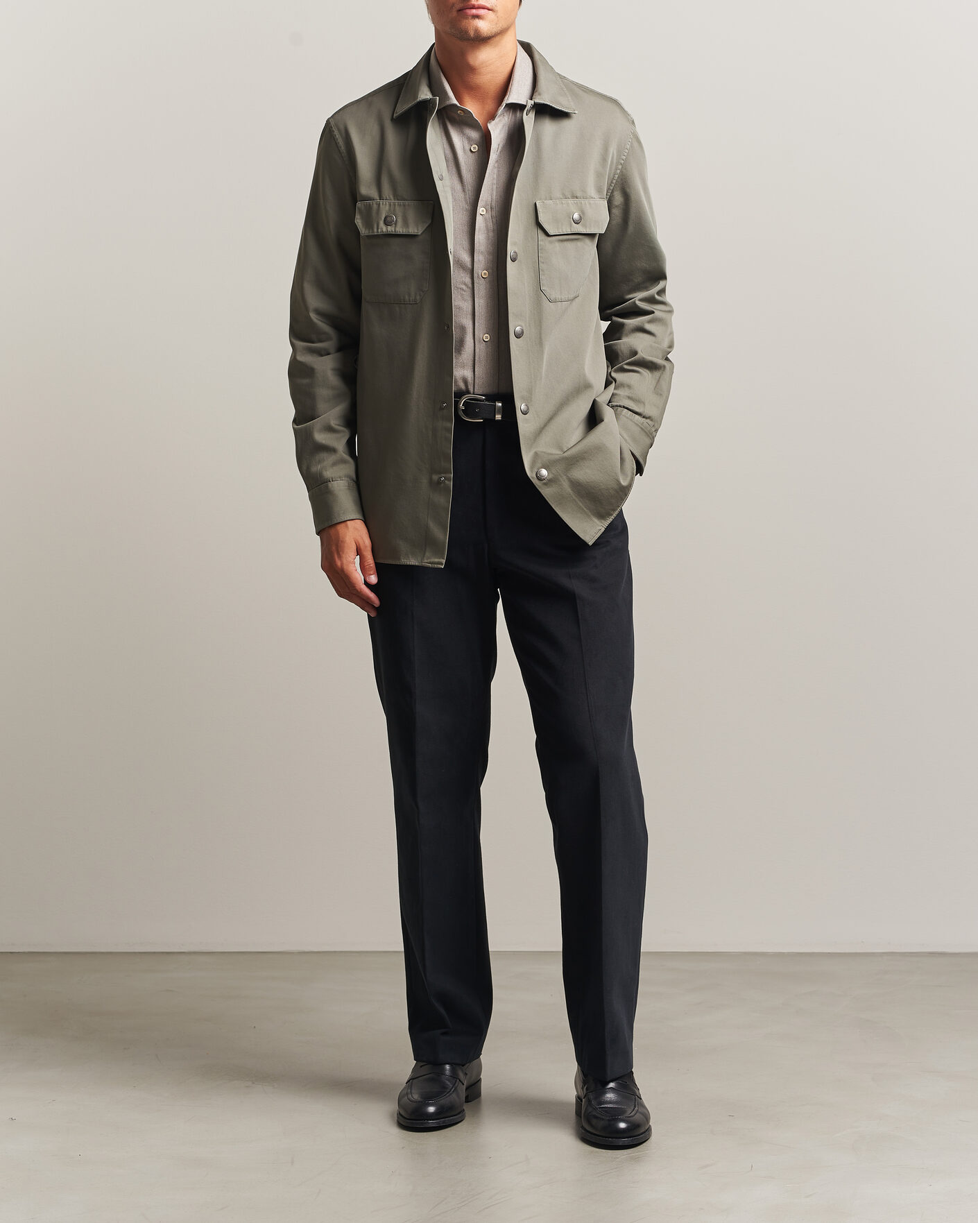 Hombres | Camisas | Brunello Cucinelli | Twill Cotton Overshirt Olive