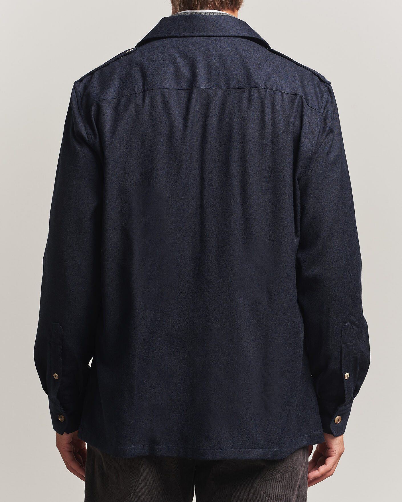 Hombres | Camisas | Brunello Cucinelli | Flannel Double Pocket Overshirt Navy