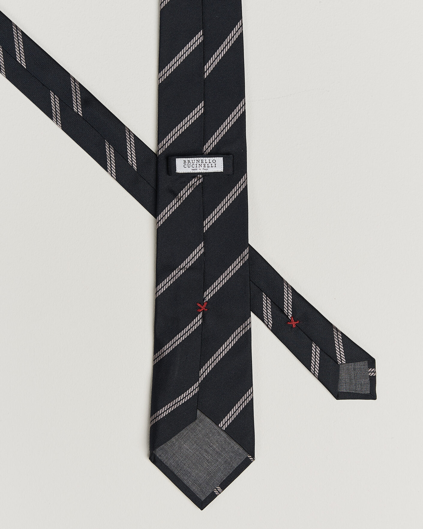 Hombres | Corbatas | Brunello Cucinelli | Regimental Stripe Silk Tie Navy