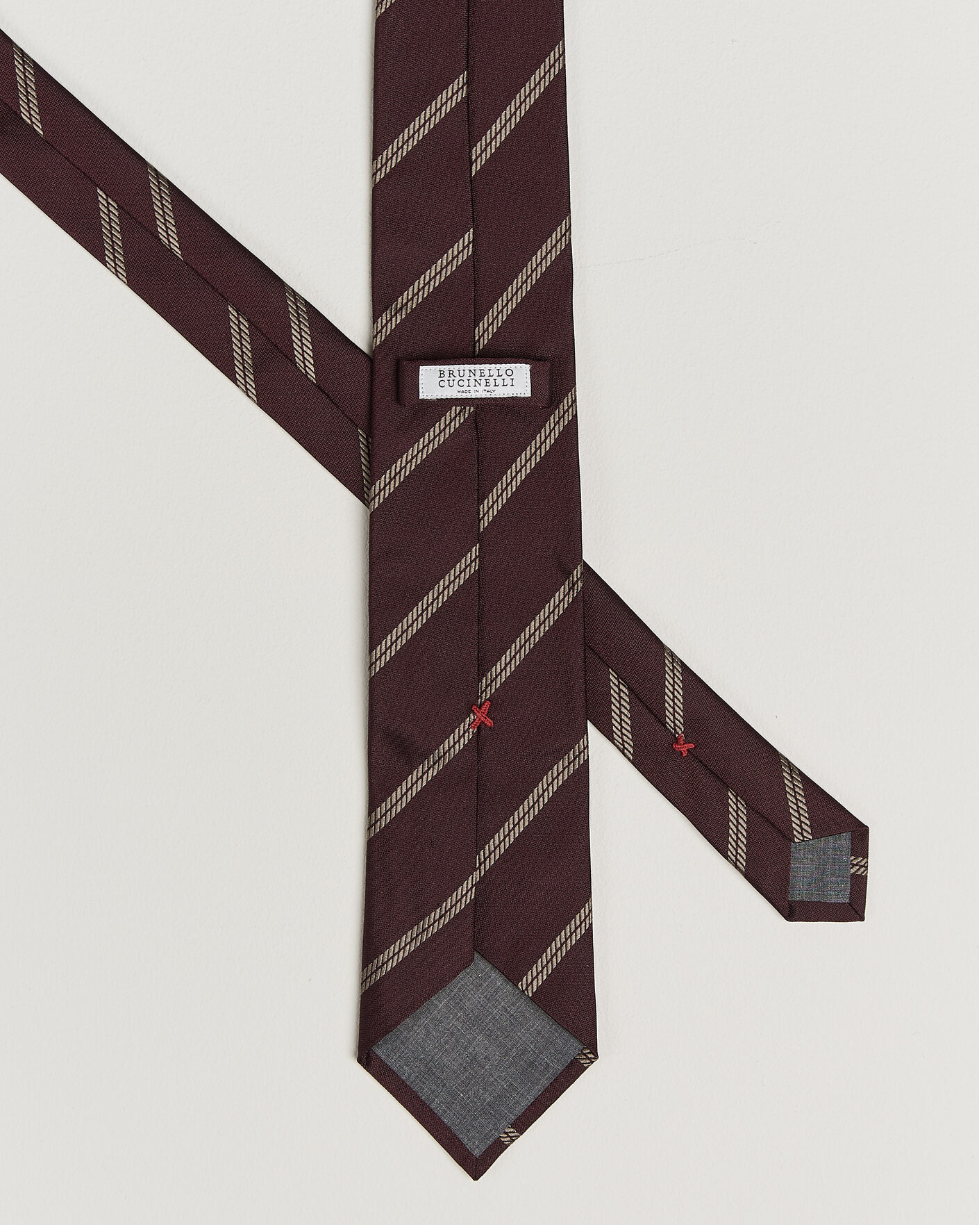 Hombres | Corbatas | Brunello Cucinelli | Regimental Stripe Silk Tie Burgundy
