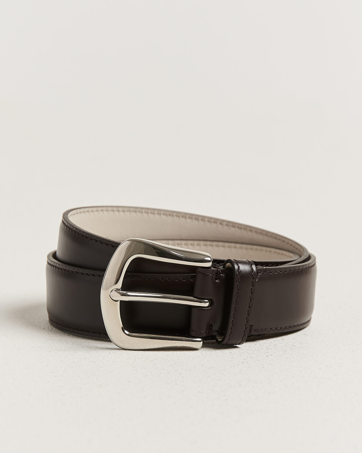 Hombres | Cinturones | Brunello Cucinelli | Calf Leather Belt Dark Brown