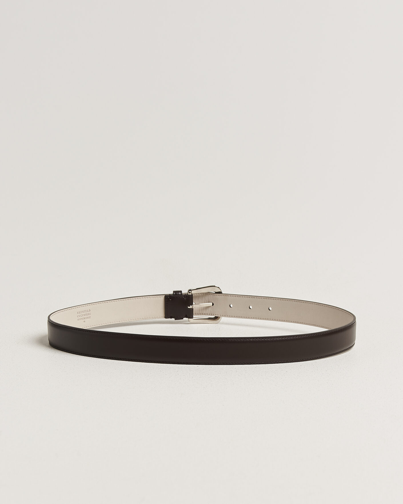 Hombres | Cinturones | Brunello Cucinelli | Calf Leather Belt Dark Brown