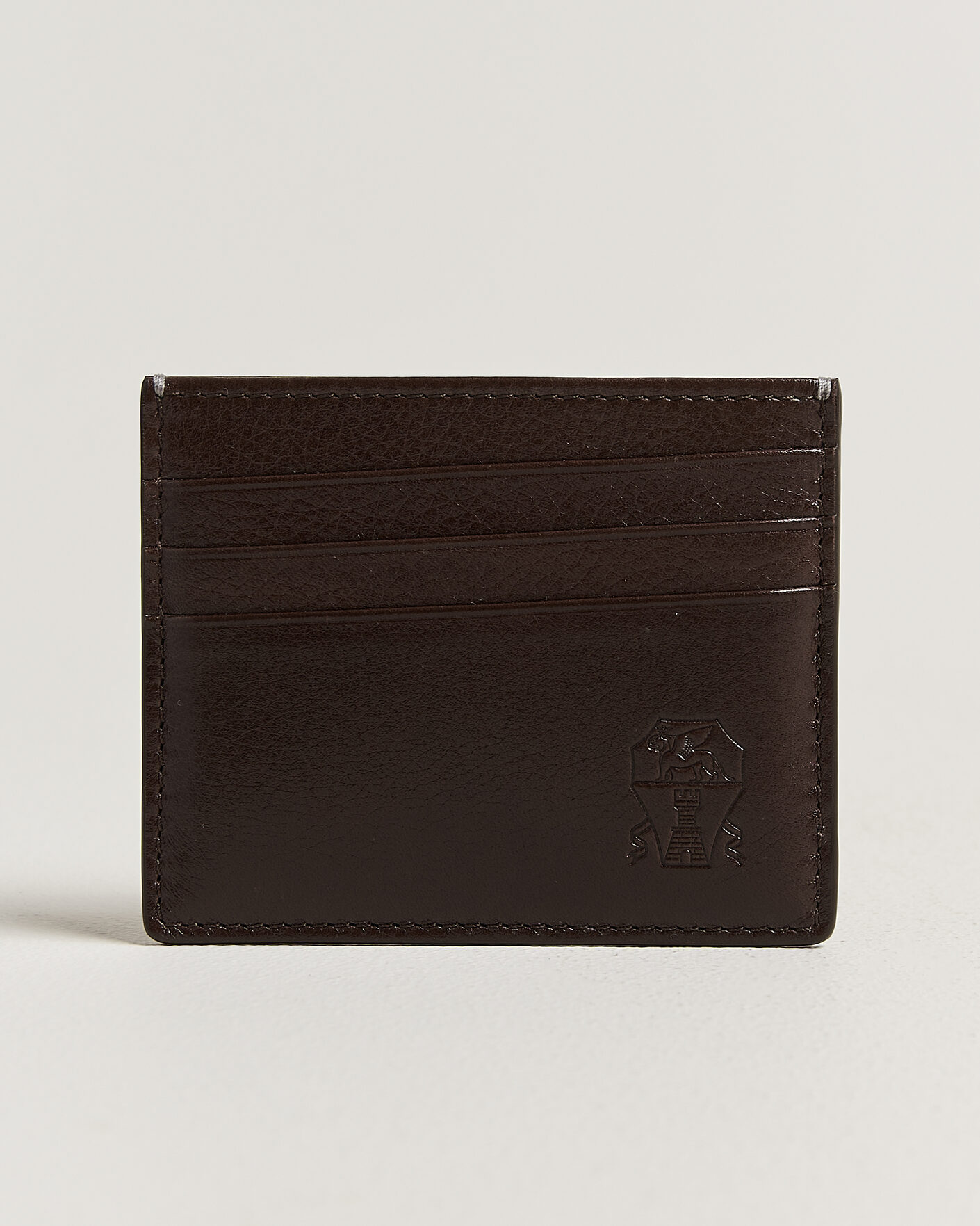 Hombres | Billeteras | Brunello Cucinelli | Grain Leather Card Holder Dark Brown