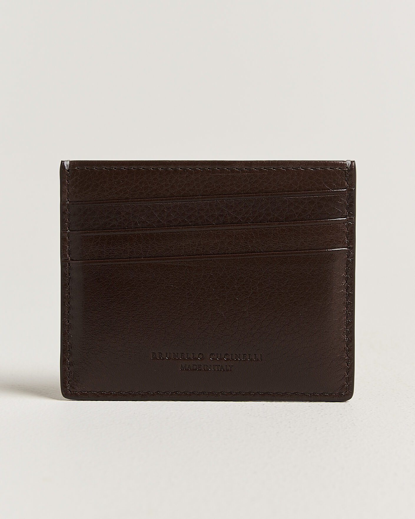 Hombres | Billeteras | Brunello Cucinelli | Grain Leather Card Holder Dark Brown